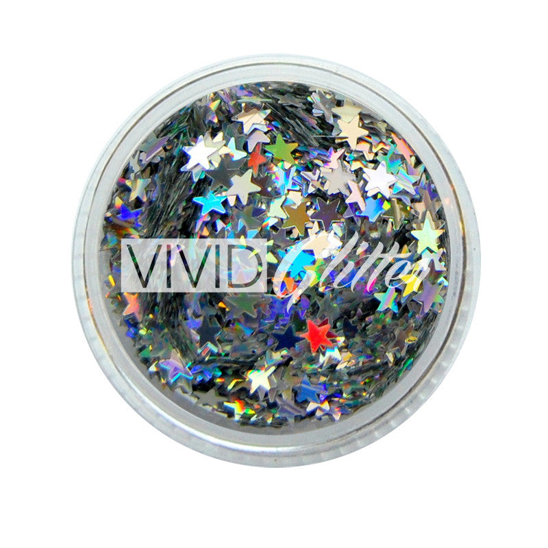 Silver Stars Chunky Glitter