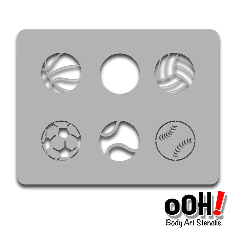 Sports Stencil Block Airbrush & Face Paint Stencil B03 - Ooh! Body Art Stencils