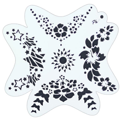 FRISBEE Face Painting Stencil - Flowers and Stars B1
