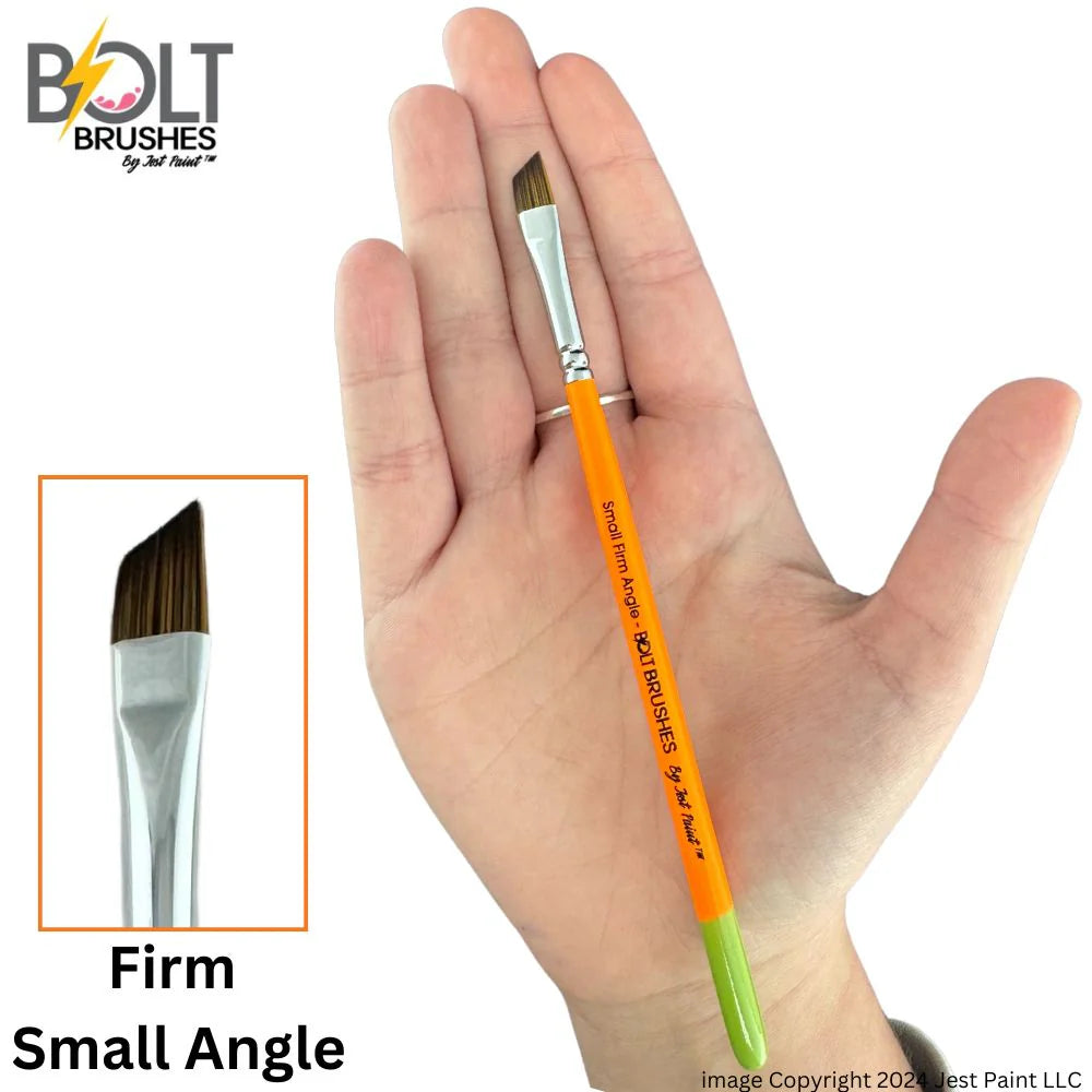 BOLT Face Painting Brushes by Jest Paint - Short Small FIRM Angle (1/4")