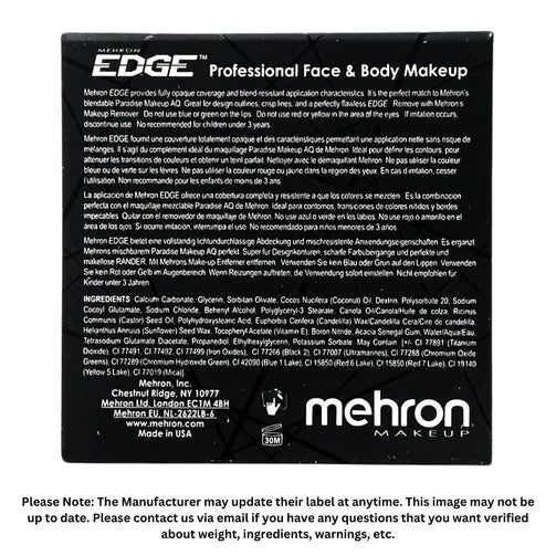 EDGE Face Paint and Body Make Up by Mehron | Black 28gr