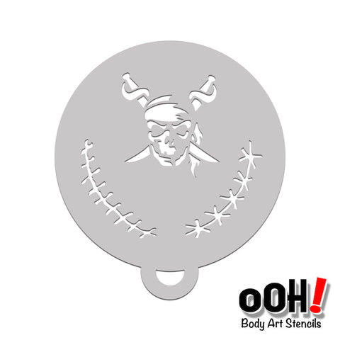 Pirate Skull Flip Stencil C28 - Ooh! Body Art Stencils