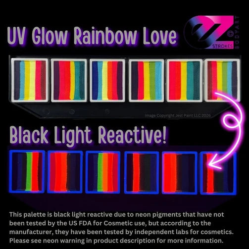 EZ STROKES by Susy Amaro | UV GLOW RAINBOW LOVE Palette (SFX Non - Cosmetic)