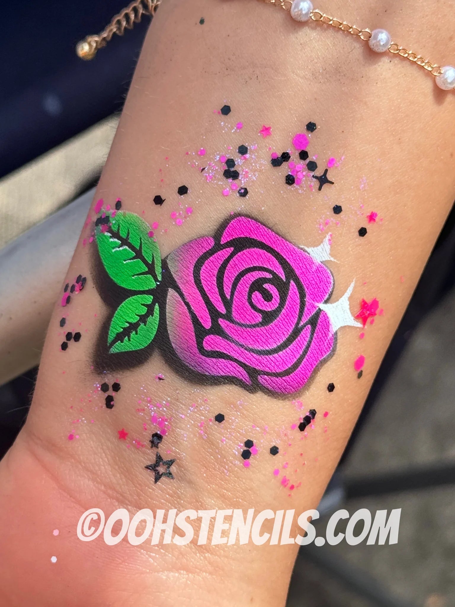 Rose Tattoo Stencil T57  - Ooh! Body Art Stencils