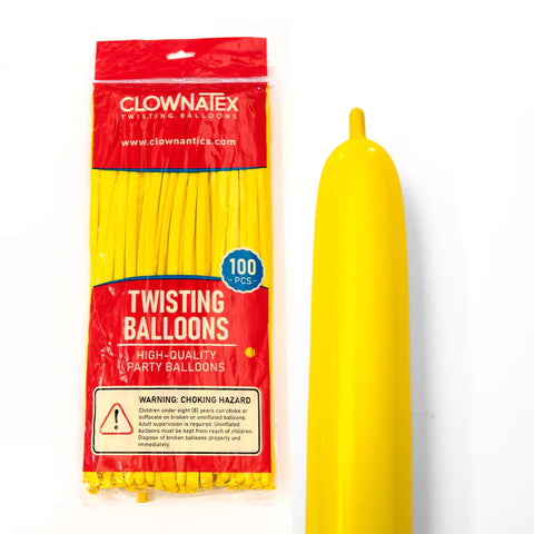 Clownatex 260 Twisting Balloons - Yellow (100/bag)